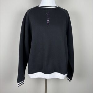 Tsuki Market Black Moon Sweatshirt Womens Medium Stripe Trim Crewneck Pullover M